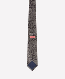 Black & Grey Contrast Paisley Silk Tie