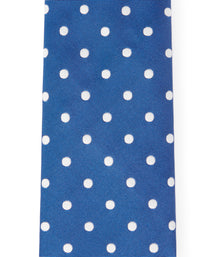 Blue & White Polka Dot Silk Woven Tie