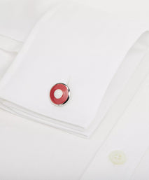 Pale Pink Silver Finish Enamel Target Cufflinks