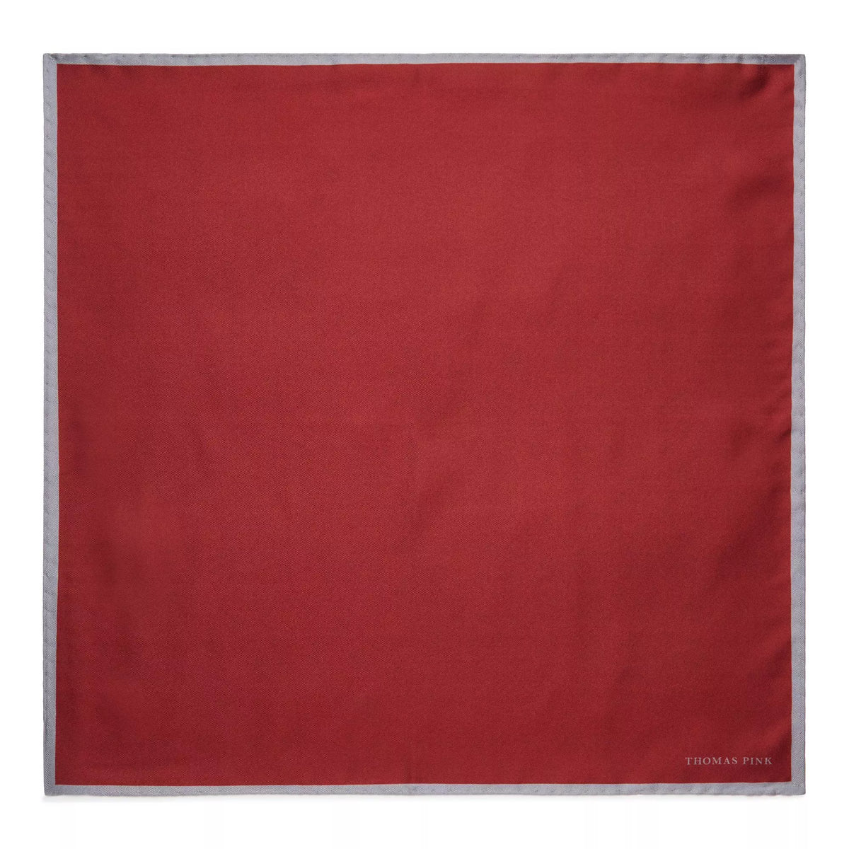 Burgundy Red & Grey Silk Twill Woven Pocket Square