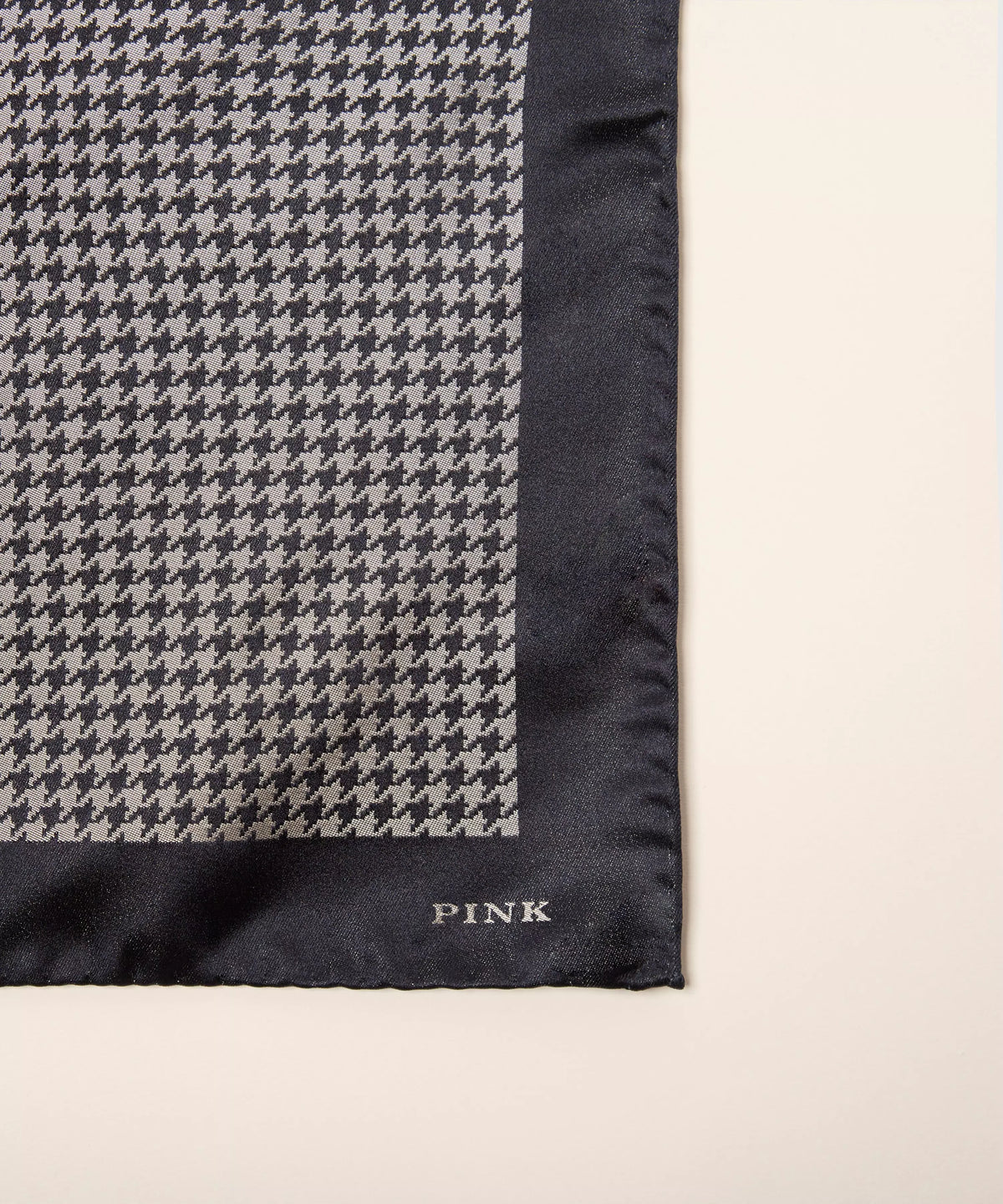 Grey & Navy Houndstooth Woven Silk Pocket Square