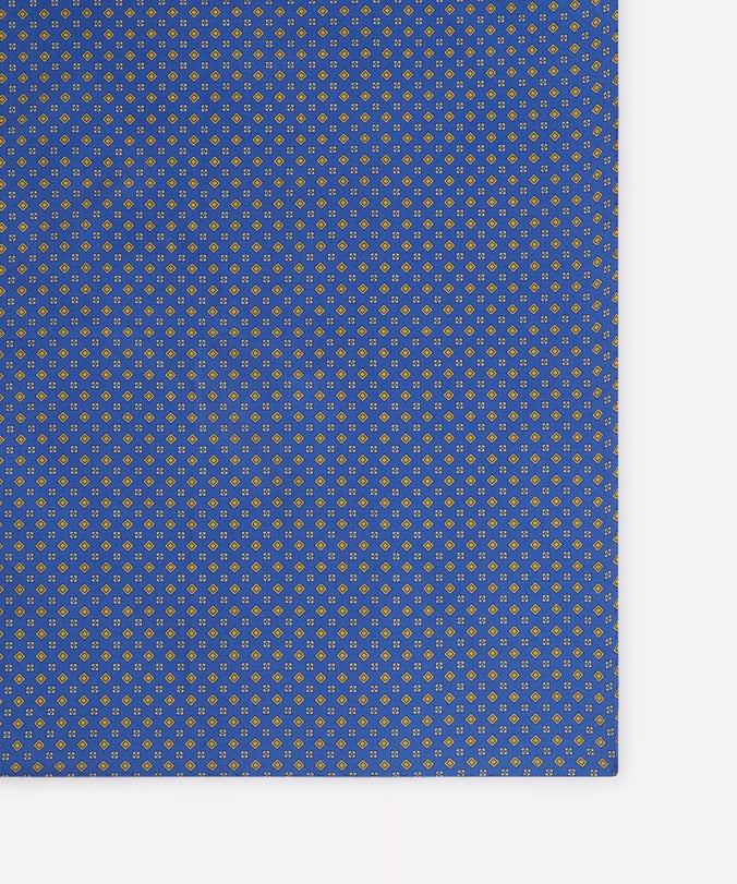 Blue & Yellow Small Biscuit Motif Silk Printed Pocket Square