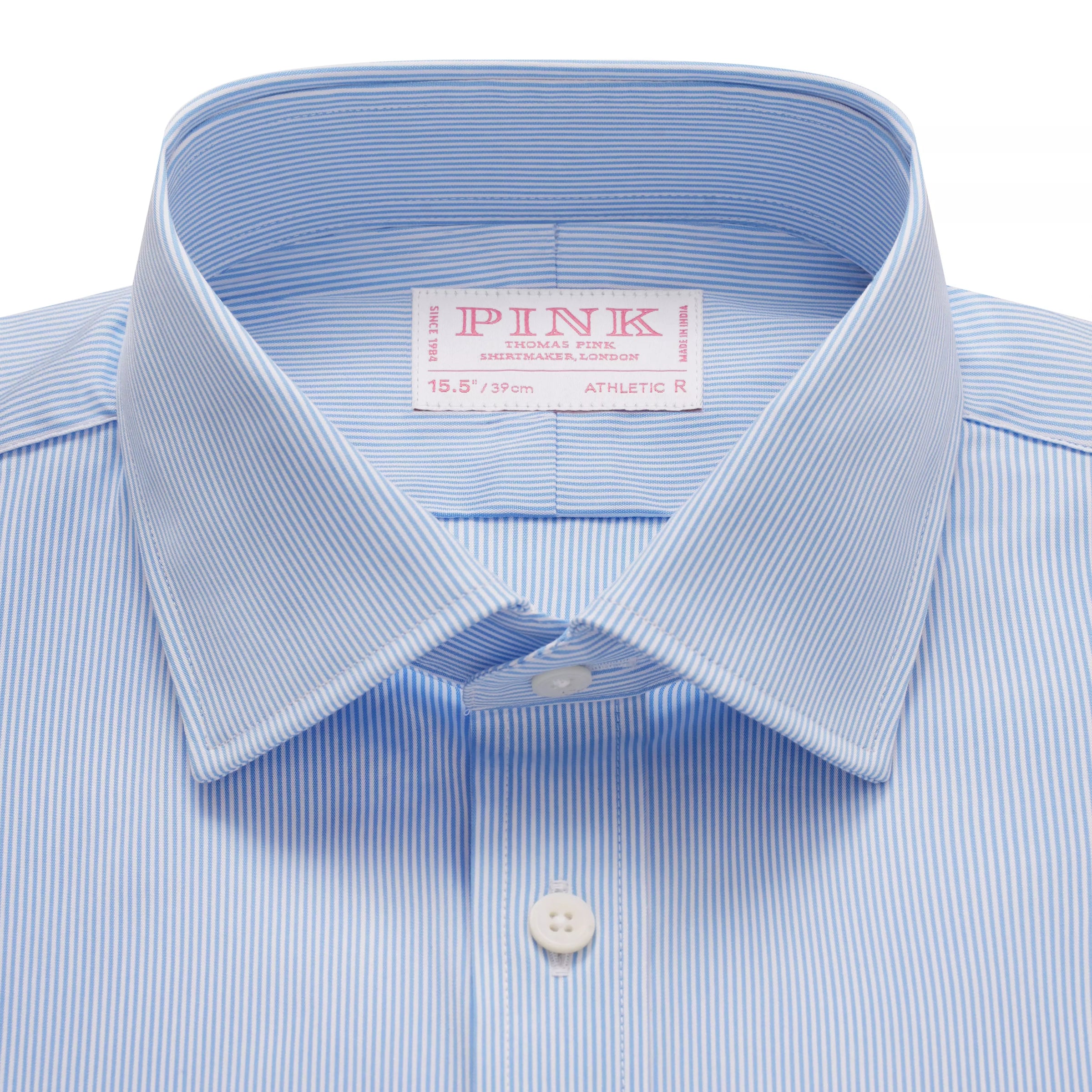 Sky Blue & White Athletic Fit Fancy Fine Stripe Formal Shirt