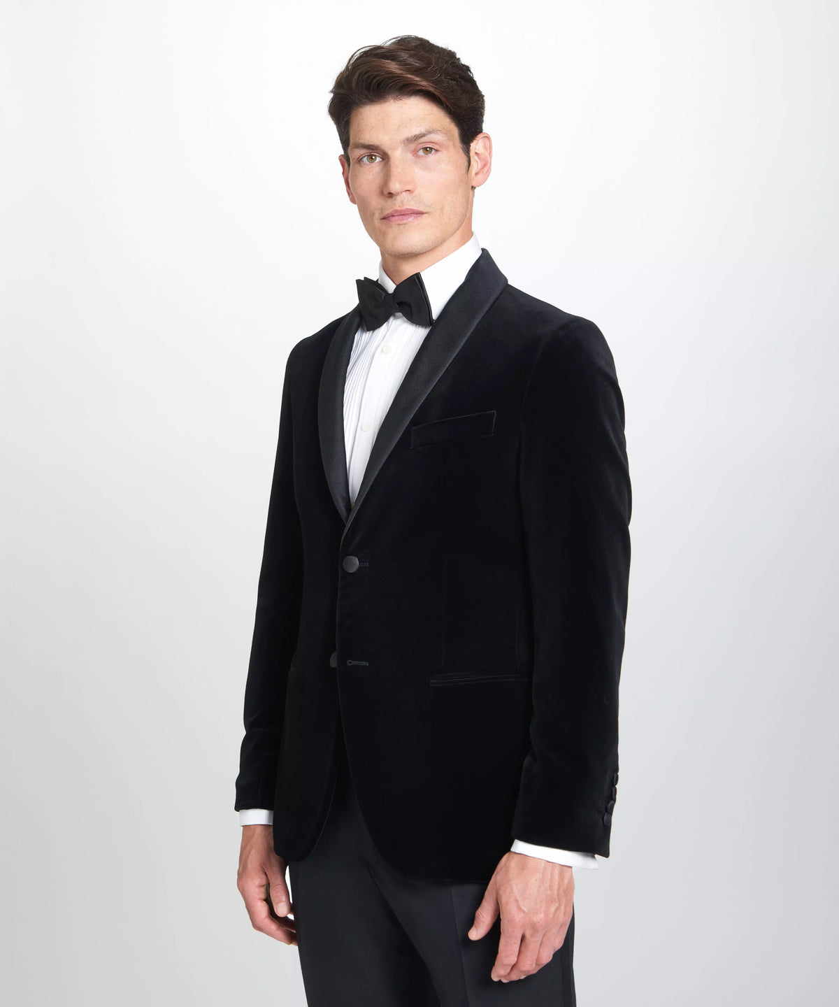 Black Tailored Fit Velvet Unstructured Evening Jacket