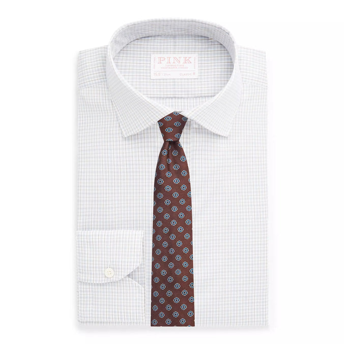 Beige & White Classic Fit Shadow Casual Check Formal Shirt