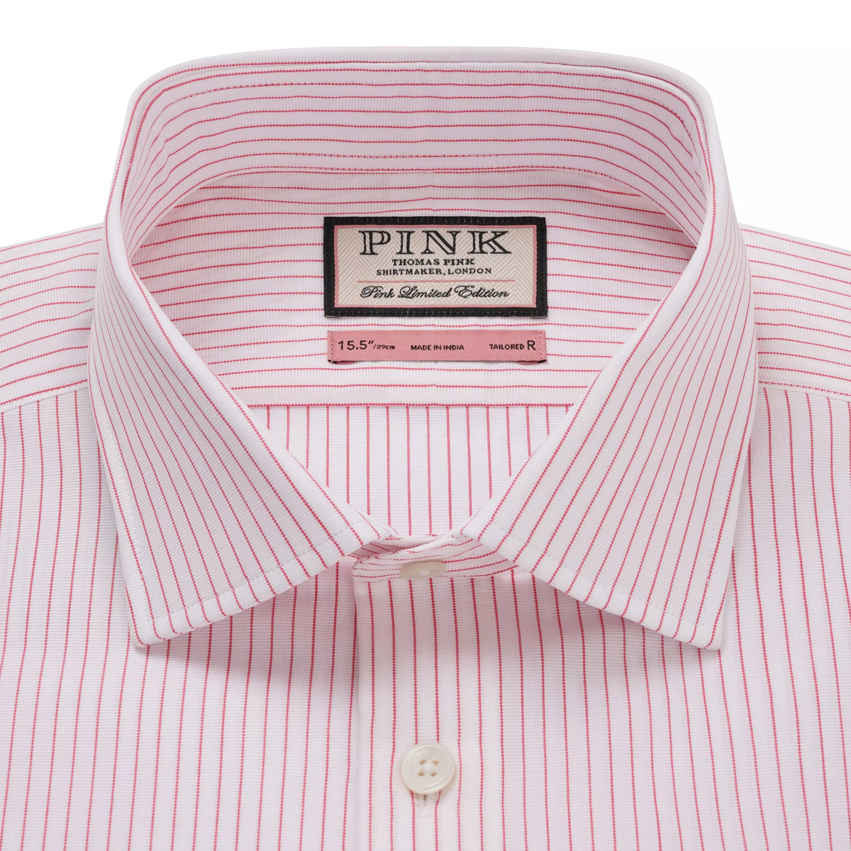 Deep Pink & White Tailored Fit Formal Red Biro Stripe Shirt