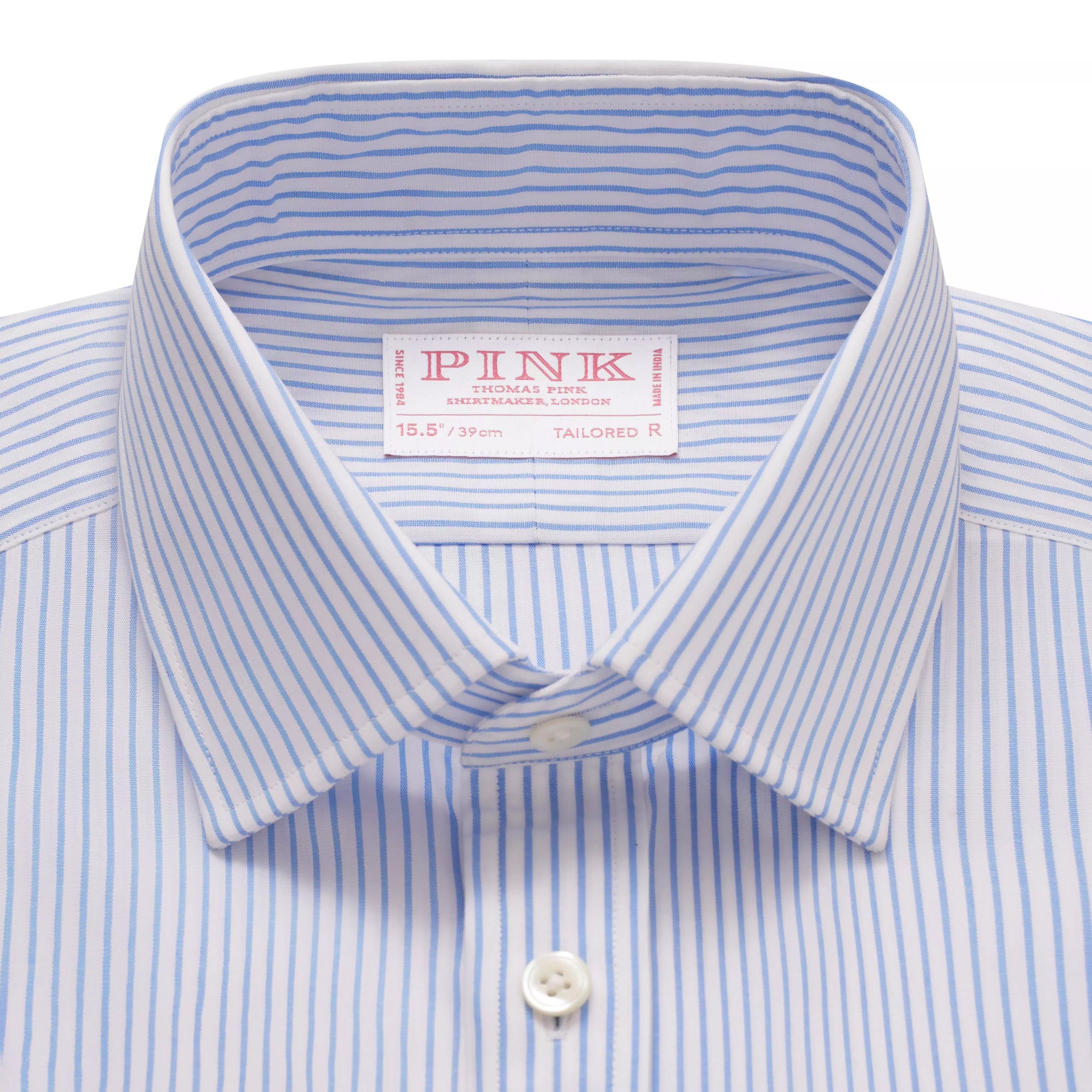 Blue & White Tailored Fit Panama Medium Stripe Formal Shirt