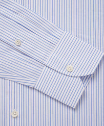 Blue & White Tailored Fit Panama Medium Stripe Formal Shirt